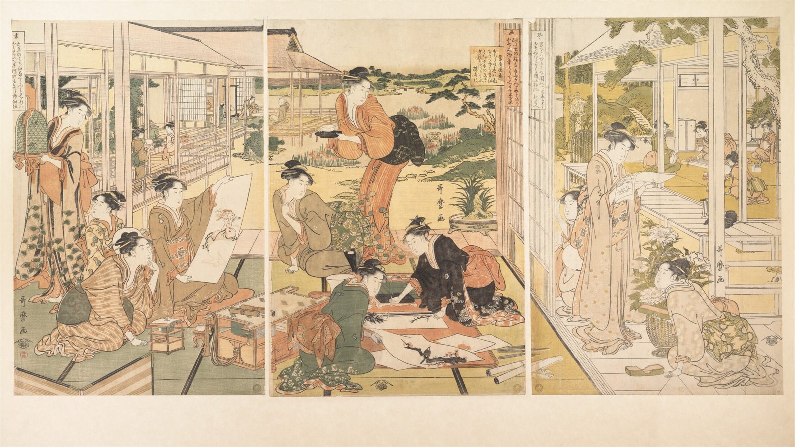 琴棋書画図-The_Four_Elegant_Accomplishments_by Kitagawa Utamaro